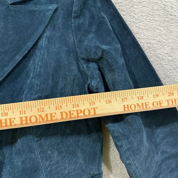 Vintage Venus Genuine Leather Blazer Jacket Women's Small Blue Long Sleeve - Picture 8 of 10